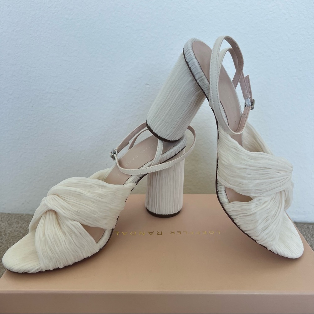 Loeffler Randall  Reed High Heel Pleated Sandals Ankle Strap NEW  Size 7